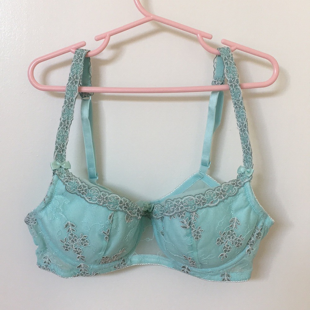 Soft Aqua Lace Bra